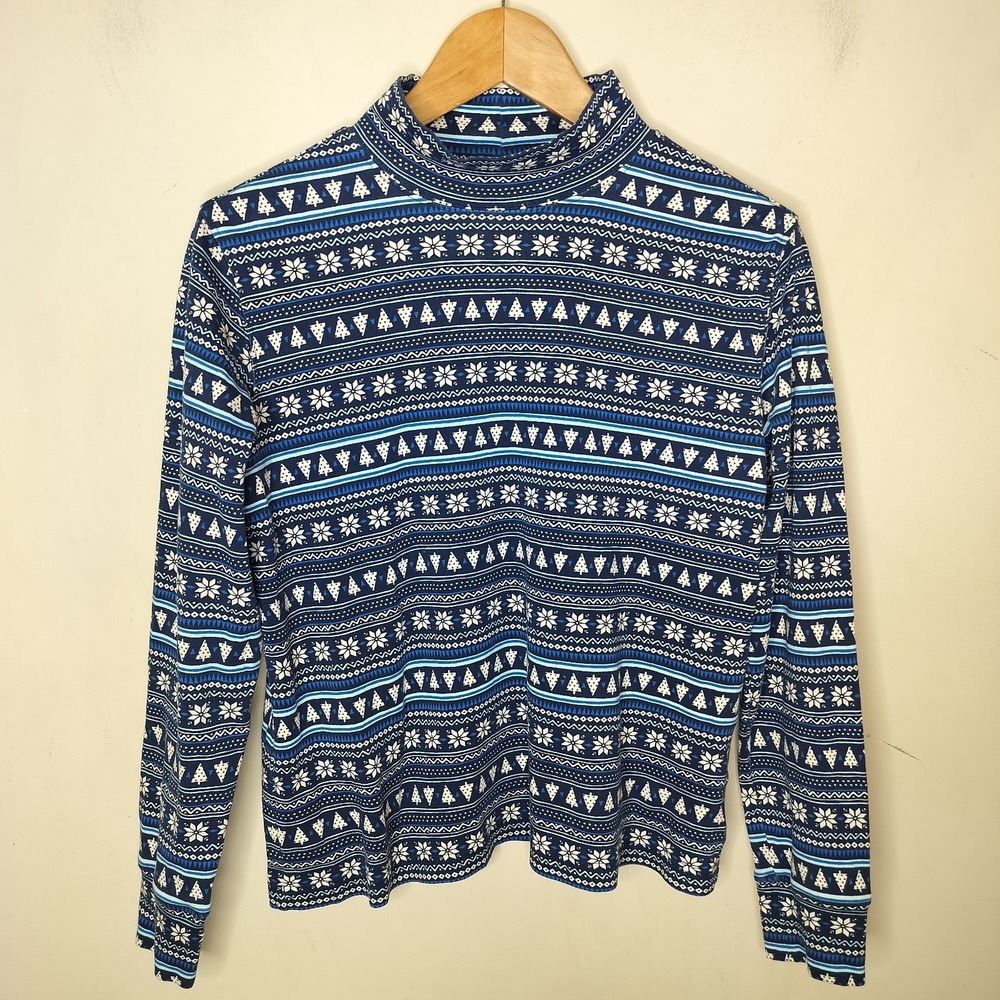 Lands End Long Sleeve Top Snowflake Winter Theme